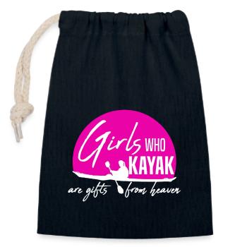 Girls Who Kayaking - Closable cotton gift bag (14x20cm) - navy - Front