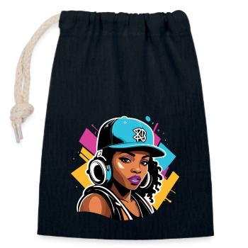 R&B Singer - Closable cotton gift bag (14x20cm) - navy - Front