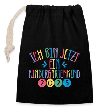 I'm now a kindergarten child 2025 - Closable cotton gift bag (14x20cm) - black - Front