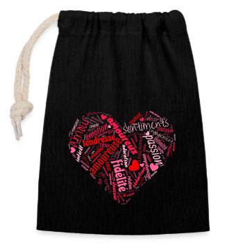 Cœur amour Saint Valentin les mots d'amour - Sac cadeau en coton avec cordon (14 x 20 cm) - noir - Devant