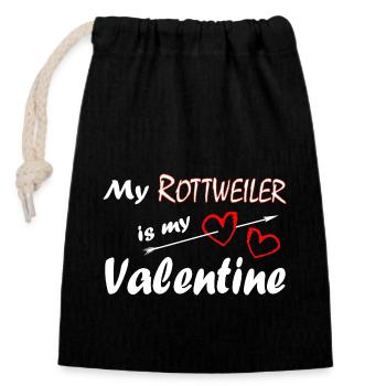 My Rottweiler is my Valentine - Closable cotton gift bag (14x20cm) - black - Front