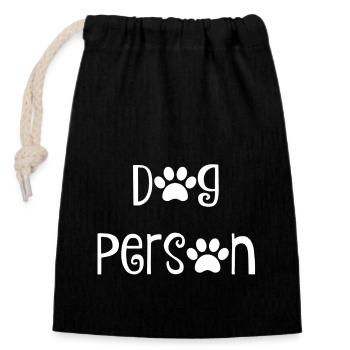 Dog Person - Closable cotton gift bag (14x20cm) - black - Front