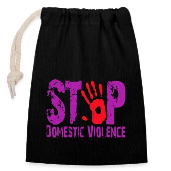 October Stop Domestic Violence Awareness - Closable cotton gift bag (14x20cm) - black - Front