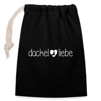 dackelliebe dachhundlove teckel sausage dog - Verschließbarer Geschenkbeutel aus Baumwolle (14x20cm) - Schwarz - Vorne