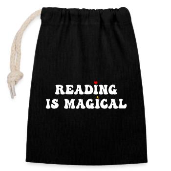 Reading Is Magical - Verschließbarer Geschenkbeutel aus Baumwolle (14x20cm) - Schwarz - Vorne