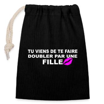 Doubler  - Sac cadeau en coton avec cordon (14 x 20 cm) - noir - Devant