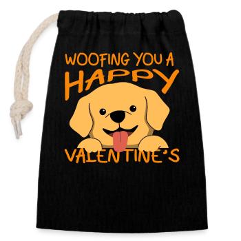 14. Februar Valentinstag-Geschenk Hunde-Besitzer - Verschließbarer Geschenkbeutel aus Baumwolle (14x20cm) - Schwarz - Vorne