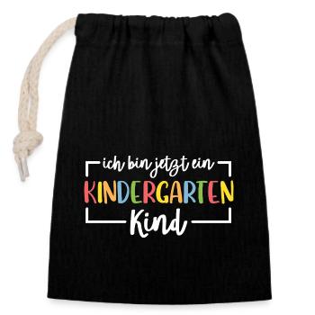 I'm now a kindergarten child 2025 - Closable cotton gift bag (14x20cm) - black - Front