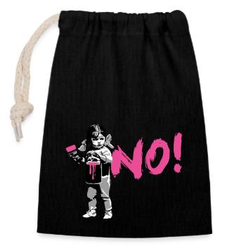 GirlPower NON! - Sac cadeau en coton avec cordon (14 x 20 cm) - noir - Devant
