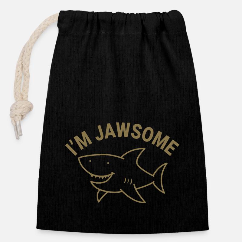Je suis Jawsome - Sac cadeau en coton avec cordon (14 x 20 cm) - noir