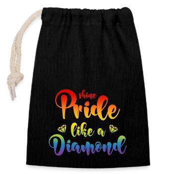 LGBT CSD Spruch Diamant Shine Pride Like A Diamond - Verschließbarer Geschenkbeutel aus Baumwolle (14x20cm) - Schwarz - Vorne