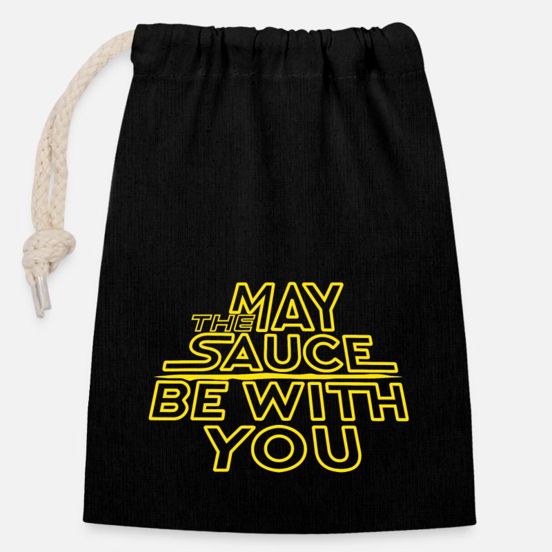 May The Sauce Be With you - Closable cotton gift bag (14x20cm) - black