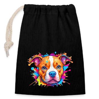 Chiens chiot Logo Coloré Splash De Couleur - Sac cadeau en coton avec cordon (14 x 20 cm) - noir - Devant
