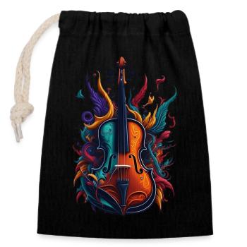 Illustration de violon - Sac cadeau en coton avec cordon (14 x 20 cm) - noir - Devant