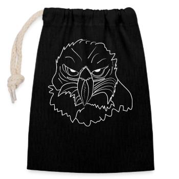 Eagle head - Closable cotton gift bag (14x20cm) - black - Front