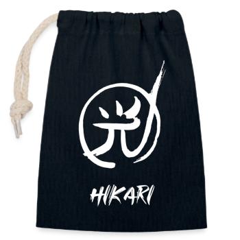 光 Hikari Romanji Weißes Licht - Verschließbarer Geschenkbeutel aus Baumwolle (14x20cm) - Navy - Vorne