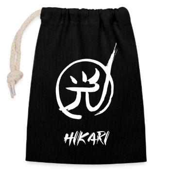 光 Hikari Romanji White Light - Closable cotton gift bag (14x20cm) - black - Front