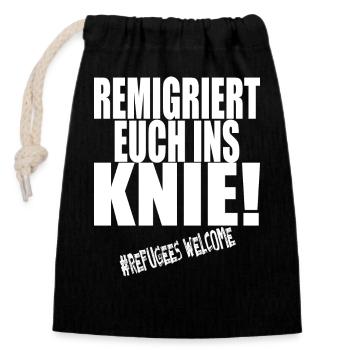 AfD stoppen gegen rechts Demokratie Vielfalt links - Verschließbarer Geschenkbeutel aus Baumwolle (14x20cm) - Schwarz - Vorne