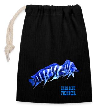 FRONTOSA BLUE ZAÏRE - AQUARIOPHILE FRONTOSA CICHLIDÉ - Sac cadeau en coton avec cordon (14 x 20 cm) - noir - Devant
