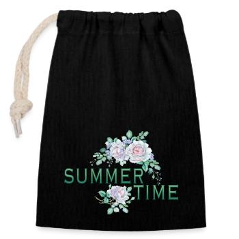 Roses - Sac cadeau en coton avec cordon (14 x 20 cm) - noir - Devant