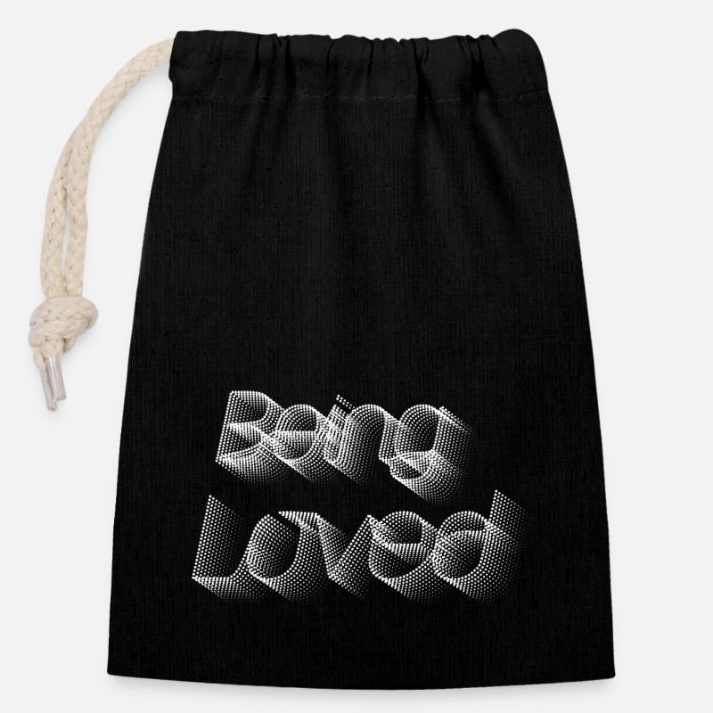 Being Loved - Closable cotton gift bag (14x20cm) - black