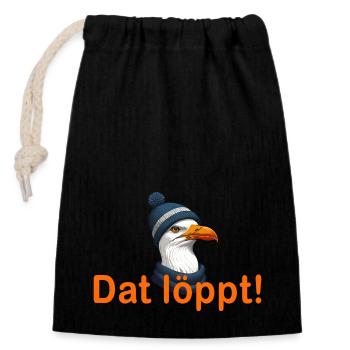 Dat löppt! - Closable cotton gift bag (14x20cm) - black - Front