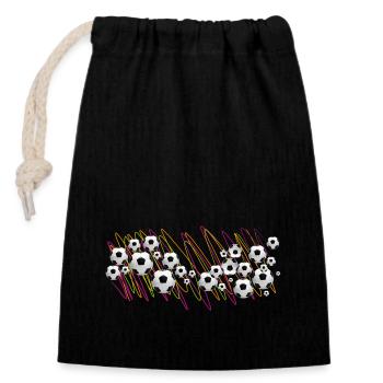 Footballs, soccer fan streetwear - Closable cotton gift bag (14x20cm) - black - Front