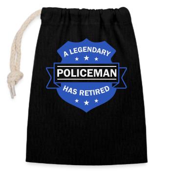 Retired Police Officer Police Retiree - Closable cotton gift bag (14x20cm) - black - Front
