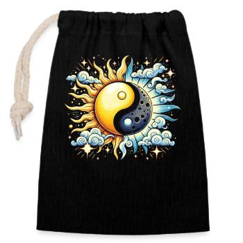 Sweet Yin-yang Mexican Moon Sun - Closable cotton gift bag (14x20cm) - black - Front