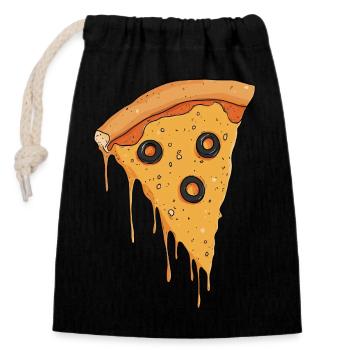 Pizza Stück - Oliven - Verschließbarer Geschenkbeutel aus Baumwolle (14x20cm) - Schwarz - Vorne