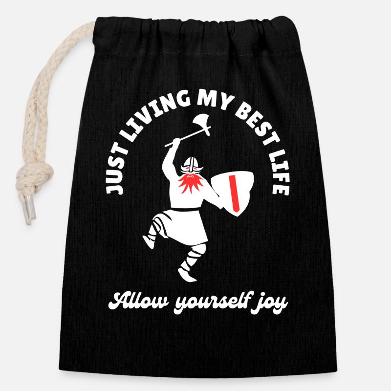 Enjoy - Closable cotton gift bag (14x20cm) - black