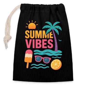 Summer Vibes - Verschließbarer Geschenkbeutel aus Baumwolle (14x20cm) - Schwarz - Vorne