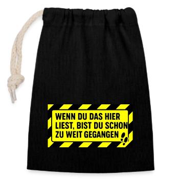 Sticker gegen neugierige Nachbarn - Verschließbarer Geschenkbeutel aus Baumwolle (14x20cm) - Schwarz - Vorne