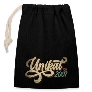 Unikat Est. 2007 - Geburtstag Geschenk - Verschließbarer Geschenkbeutel aus Baumwolle (14x20cm) - Schwarz - Vorne