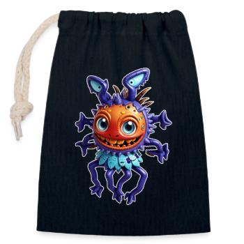Mouche extraterrestre violette - Sac cadeau en coton avec cordon (14 x 20 cm) - bleu marine - Devant