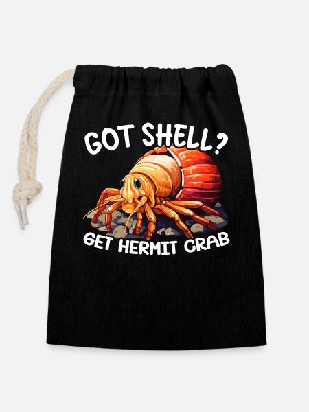 Mignon bernard-l’ermite crabes crustacés - Sac cadeau en coton avec cordon (14 x 20 cm) - noir