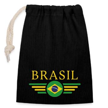 Brésil - Sac cadeau en coton avec cordon (14 x 20 cm) - noir - Devant