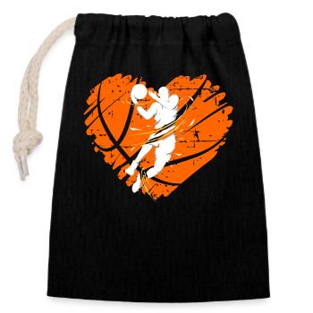 Valentine's Day Basketball February 14 Basketball - Closable cotton gift bag (14x20cm) - black - Front