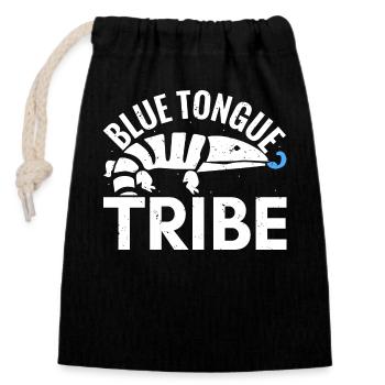 Bluetongue lizard, skink, smooth lizard, blue tongue - Closable cotton gift bag (14x20cm) - black - Front