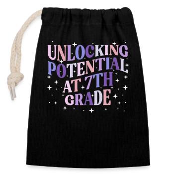 Teacher Training for 7th Grade, School - Closable cotton gift bag (14x20cm) - black - Front