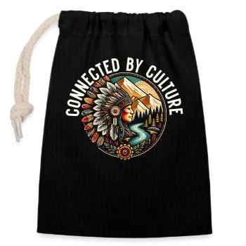 Indian Cherokee Apache tribe - Closable cotton gift bag (14x20cm) - black - Front