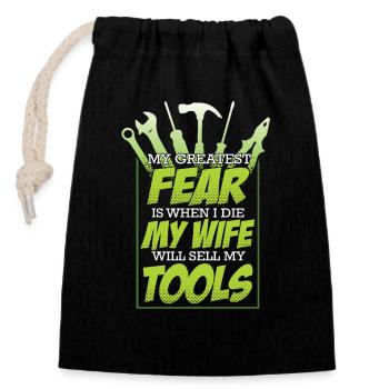 Bricoleur Fear Woman Vend Mon outil - Sac cadeau en coton avec cordon (14 x 20 cm) - noir - Devant