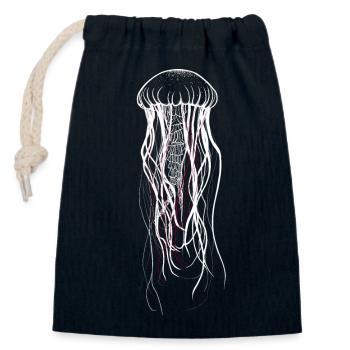 Qualle mit roten Fäden - Jellyfish Motiv - Verschließbarer Geschenkbeutel aus Baumwolle (14x20cm) - Navy - Vorne