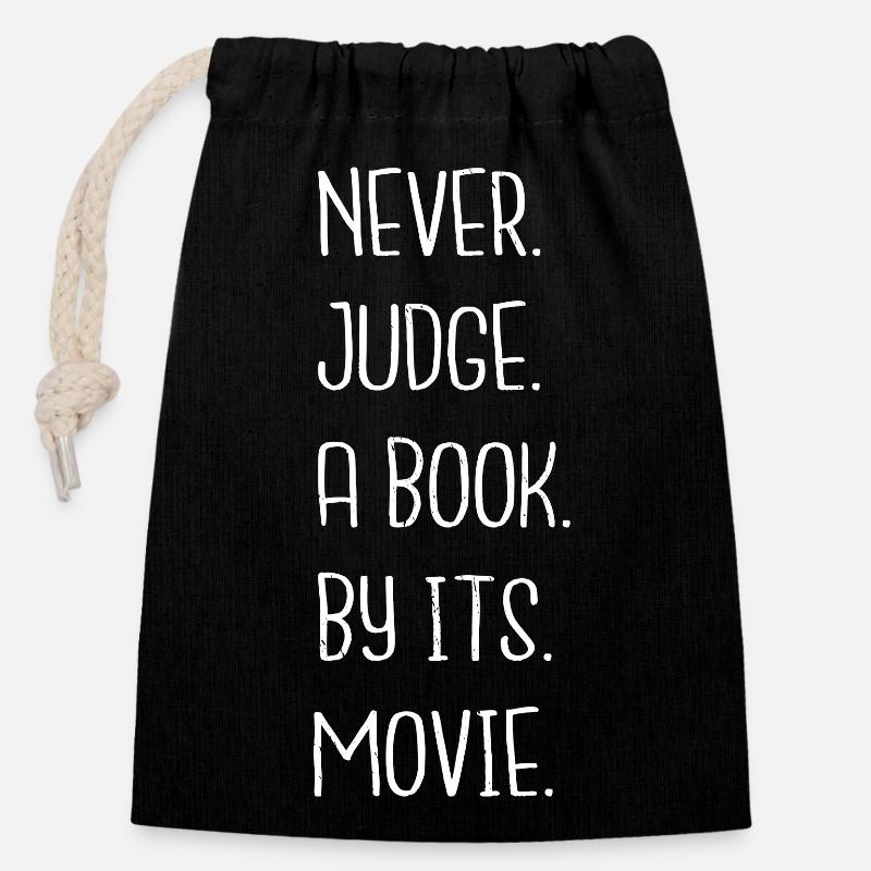 Lecteur de livre cadeau d’art Happy Gift Idea Statement - Sac cadeau en coton avec cordon (14 x 20 cm) - noir