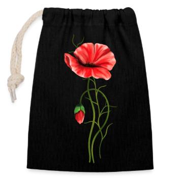 Fleur - Sac cadeau en coton avec cordon (14 x 20 cm) - noir - Devant