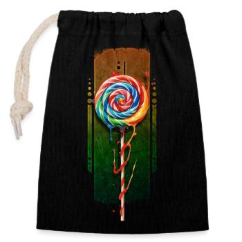 Whimsical Swirl: Multicolored Popsicle - Closable cotton gift bag (14x20cm) - black - Front