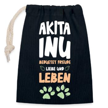 Akita Inu Paws Love Design - Closable cotton gift bag (14x20cm) - navy - Front