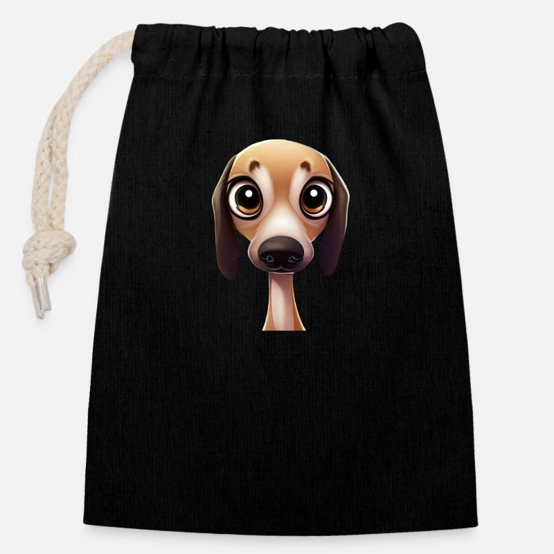 Anmutige Windhund-Pose - Verschließbarer Geschenkbeutel aus Baumwolle (14x20cm) - Schwarz