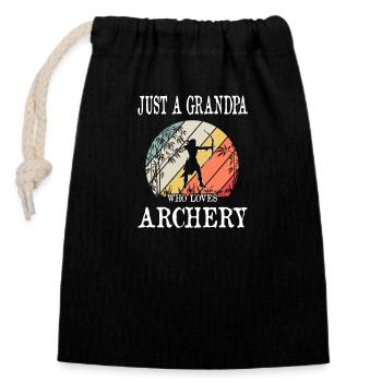 Just A Grandpa Who Loves Archery - Closable cotton gift bag (14x20cm) - black - Front