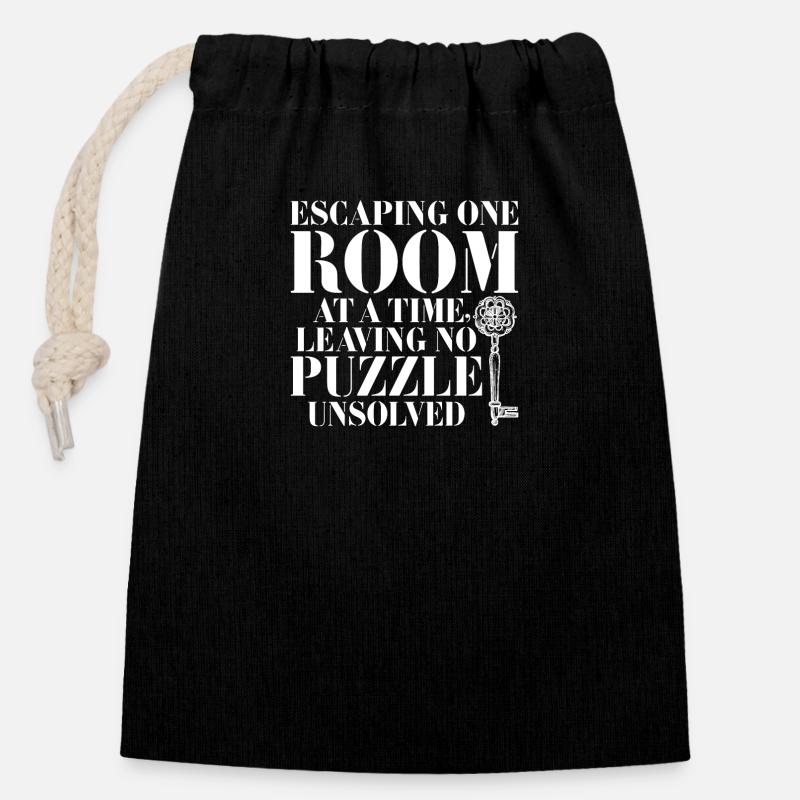 Salle d’évasion - Sac cadeau en coton avec cordon (14 x 20 cm) - noir